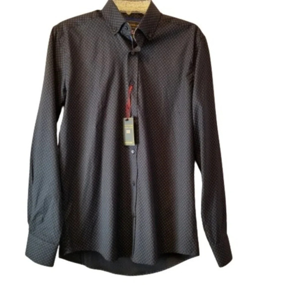 NEW Guide London Small Premium Range Navy Cotton Blend Stretch Button Down Shirt - Picture 2 of 11